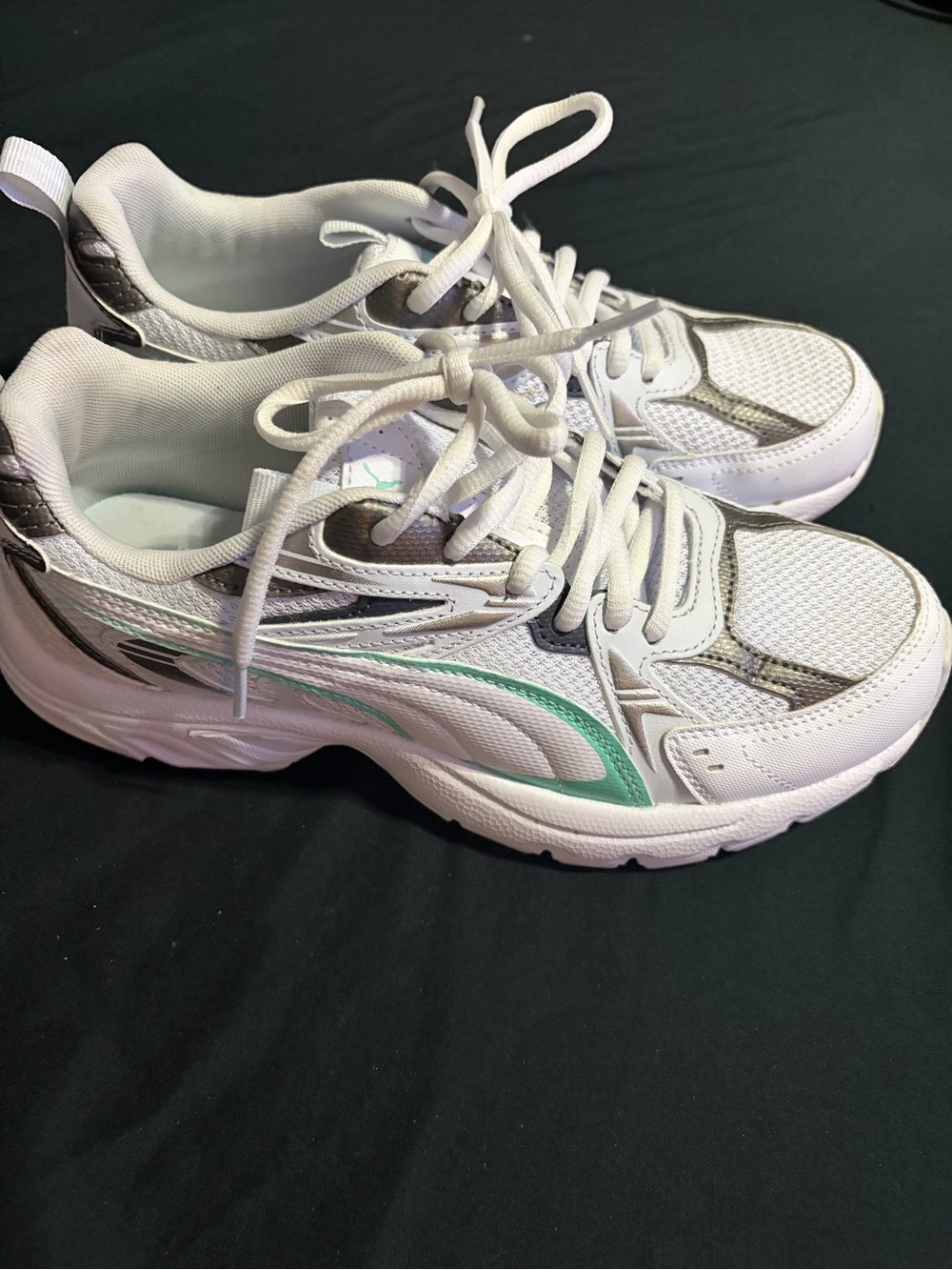 PUMA White and Mint Women's Athletic Sneakers - Comfortable Everyday Trainer